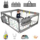 Baby Playpen JINXIA Extra Large com tapete e bolsa de armazenamento cinza