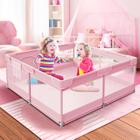 Baby Playpen XVISHX rosa com tecido e malha adequados para a pele