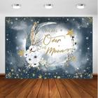 Backdrop Avezano Deep Blue Baby Shower Over the Moon 7x5 pés