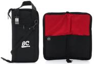 Bag de Baquetas Batera Clube BC The Black Nylon 600 Tamanho Médio com Bolso Frontal e Alça de Ombro