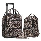 Bagagem LARVENDER Underseat Carry On com rodas Leopard de 16 polegadas