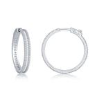 Baguete de prata esterlina CZ 30mm Hoop Brincos