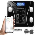 Balança a Pilha Digital Bioimpedância 180KG Display Lcd Bluetooth Aplicativo Fitness Treino Balança De Banheiro - Balança Digital de Bioimpedância