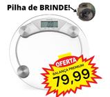 Balança Digital Corporal Top Redonda 180kg de Vidro Temperado Modelo Premium