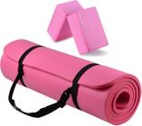 BalanceFrom Tapete de ioga GoYa + par de blocos rosa