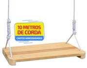 Balanço Em Madeira Suspenso Infantil Varanda + 10m De Corda