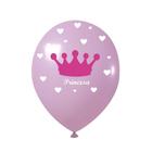Balão bexiga cor rosa - coroa do princesa n 9 c/ 20 un