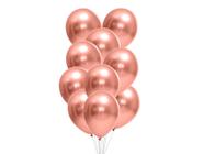 Balão Bexiga Fest Ball Redondo Chrome Metalizado 9 Polegadas 25 Unidades Rose Gold Cromado