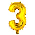 Balão Bexiga Número 3 Dourado 1metro Metalizado P/ Comemorar