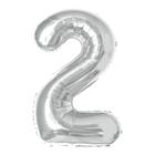 Balão De Aniversário Número 2 Grande Prata Metalizado 100cm - Gatte
