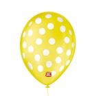 Balão de Festa Decorado Poá Bolinha - Amarelo e Branco 9" 23cm - 25 Unidades - Balões São Roque - Rizzo