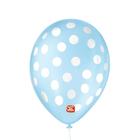 Balão de Festa Decorado Poá Bolinha-Azul Baby e Branco 23cm