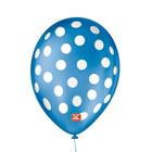 Balão de Festa Decorado Poá Bolinha - Azul Cobalto e Branco 9" 23cm - 25 Unidades - Balões São Roque