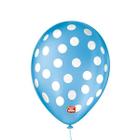 Balão de Festa Decorado Poá Bolinha - Azul Turquesa e Branco 9" 23cm - 25 Unidades - Balões São Roque -