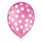 Balão de Festa Decorado Poá Bolinha - Rosa Pink e Branco 9" 23cm - 25 Unidades - Balões São Roque -