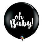 Balão de Festa Látex Liso Decorado - Oh Baby! Preto Onix - 3' 90cm - 2 unidades - Qualatex Outlet - Rizzo