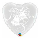 Balão de Festa Microfoil 18" 45cm - Coração Sinos de Bodas Prata - 1 unidade - Qualatex Outlet - Rizzo