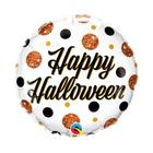 Balão de Festa Microfoil 18" 45cm - Redondo Happy Halloween! Pontos Brilhantes - 1 unidade - Qualatex Outlet - Rizzo