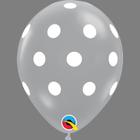 Balão de látex big transparente polka dots branco 11 polegadas - pc 50un - qualatex 37227
