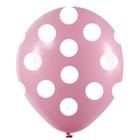 Balão Decorado Bolinhas Rosa e Branco nº9 23cm - 25 Un - Balões Joy