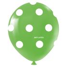 Balão Decorado Verde Lima Bolinhas Brancas nº11 28cm - 25 Un