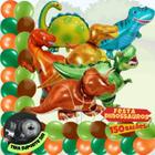Balão Dinossauro Metalizado, Balão Bexiga, Kit 6 Balões Dinossauros Metalizados + 140/190 Balões Bexiga, Festa Jurássica
