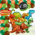 Balão Dinossauro Metalizado, Balão Bexiga, Kit 6 Balões Dinossauros Metalizados + 140/190 Balões Bexiga, Festa Jurássica