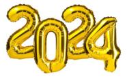 Balao Dourado 2024 80cm Para fim de ano + 2 Cortinas douradas - Partiu Festa