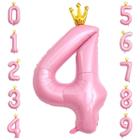 Balão hzqruqh Crown Pink Number 4 40cm Foil Mylar Helium