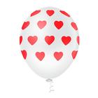 Balão Látex Decorado Corações Branco 10" - 25un - Aluá Festas