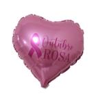 Balão Metalizado Coração Outubro Rosa - 10 Polegadas