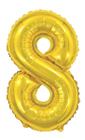 Balão Metalizado Dourado Ouro 16 Polegadas 40cm Número 8 - SacolasBR