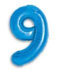Balão Metalizado Número 9 Azul 16" (40cm) - Make+
