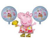 balao metalizado peppa pig kit com 3 balões