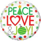 Balão Metalizado Redondo Natal Peace Love 18 Pol 52099