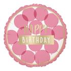 Balão para festa tema Happy Birthday rosa e dourado Feliz Aniversário metalizado 45 cm unidade