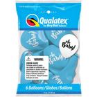 Balão Qualatex 11" - Qx Party Balloon Estampado - Oh Baby! Azul Claro - 6 Un