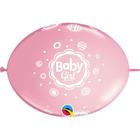 Balão Qualatex 12" - Q-Link Rosa - Baby Girl-Pontos - 50 Un