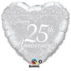 Balão Qualatex 18" - Coração - Happy 25Th Anniversary-Coração - 1 Un