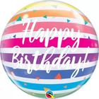 Balão Qualatex 22" - Bubble Simples - Birthday!-Listras Brilhantes - 1 Un