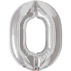 Balão Qualatex 34" - Número Solto - Número Zero Prata - 1 Un
