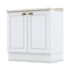 Balcão 2 Portas 80 cm Nova York Branco com Tampo Calcare Henn