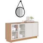 Balcão Aparador Buffet Vicky Com Espelho Adnet 54cm C05 Preto/Freijó/Off White - Mpozenato