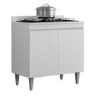 Balcão Armário Cooktop 80 cm 2 Portas Com Tampo Ellen Branco