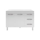 Balcão Bancada Suporte Móvel Cozinha Armário Gabinete Pia 120 cm Bianca 2 portas 3 Gavetas Branco