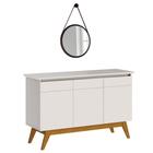 Balcão Buffet 3 Portas Classic Com Espelho Adnet 67cm HI01 Off White - Mpozenato