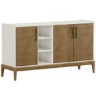 Balcao Buffet Em MDF/Madeira Maciça 2914 Milao Off White Freijo FNT