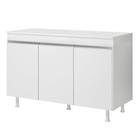 Balcão Buffet Gabinete de Cozinha Lux 120cm 100% MDF Com Tampo 03 Portas Branco - Desk Design