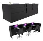 Balcão Caixa em L 329cm Preto - Linha Premium- Mod 1.1