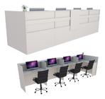 Balcão Caixa em L 428cm Branco - Linha Premium - Mod 1.1